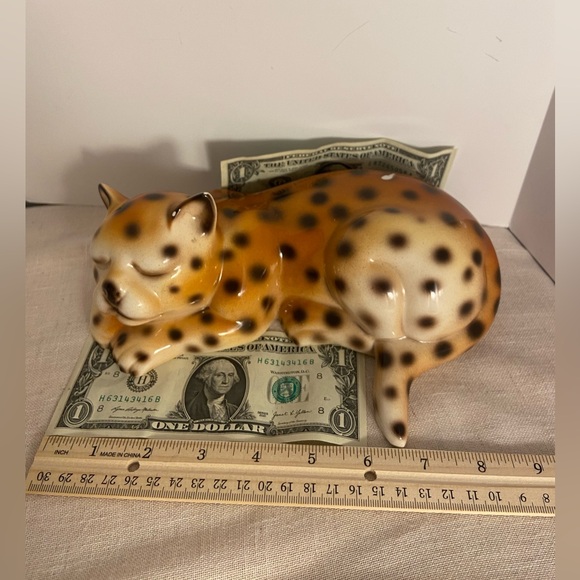 Vintage cat figurine MCM ceramic cheetah cub sculpture made in Italy Italian 60s - Picture 8 of 16